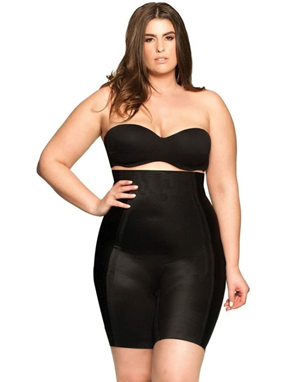 Body Hush Glamour Matte Catwalk Thigh Control Sexy Comfy Shapewear Black Large